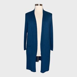 J Jill Teal Open Front Longline Cardigan with Pockets